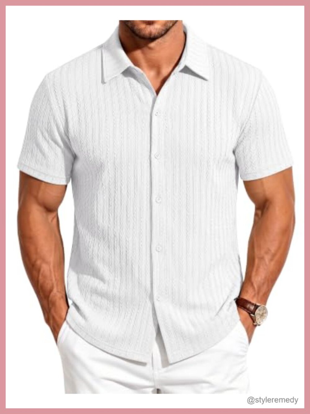 Men's Short Sleeve Knit Button Down Shirt Summer Casual Lightweight Beach
